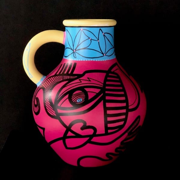 Vase in pink & blue, 30 cm (018) - Afbeelding 2