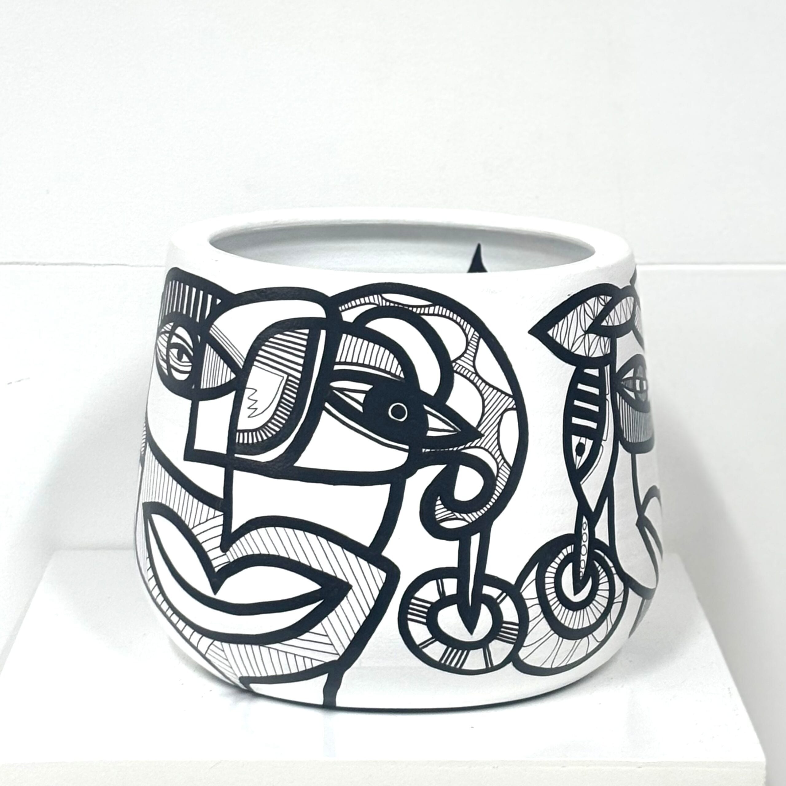 Black & White Collection, ceramic pot - Afbeelding 2