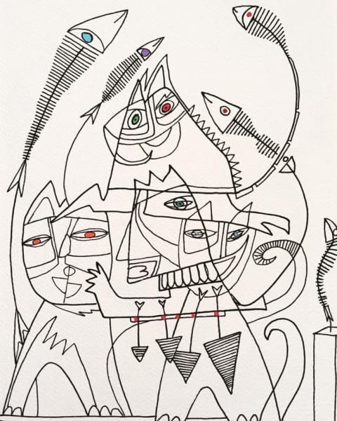 It rains fishes, drawing 20-30 cm - Afbeelding 2