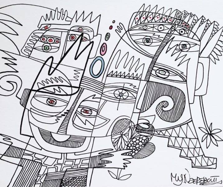 My funky friends, drawing 30-20 cm - Afbeelding 2