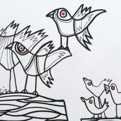 Scared to fly on my own, drawing 30-20 cm