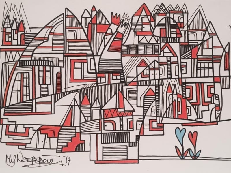The big city, drawing 30-20 cm - Afbeelding 2