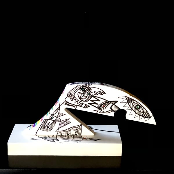 Black & White wood sculpture, - Afbeelding 4