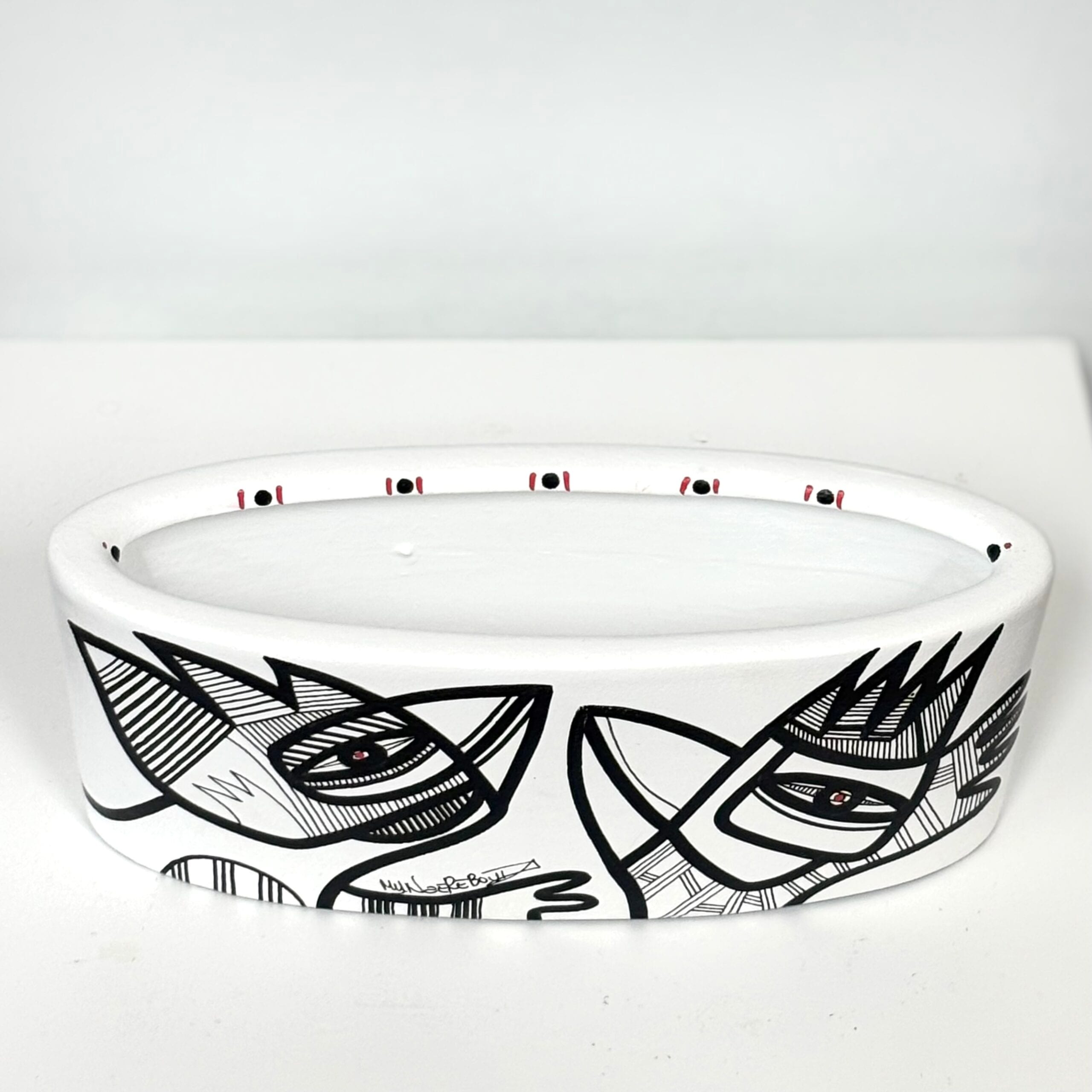 Black & White Collection, Ceramic oval pot, - Afbeelding 2