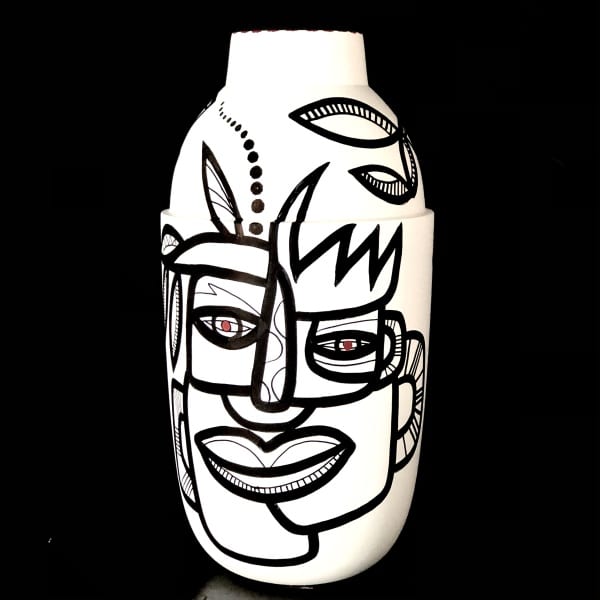 Black & White Collection, ceramic vase, 27 cm (092)