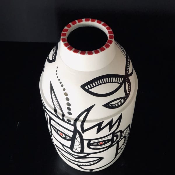 Black & White Collection, ceramic vase, 27 cm (092) - Afbeelding 3