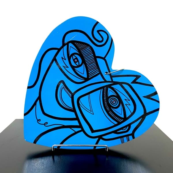 Wood heart, turquoise color