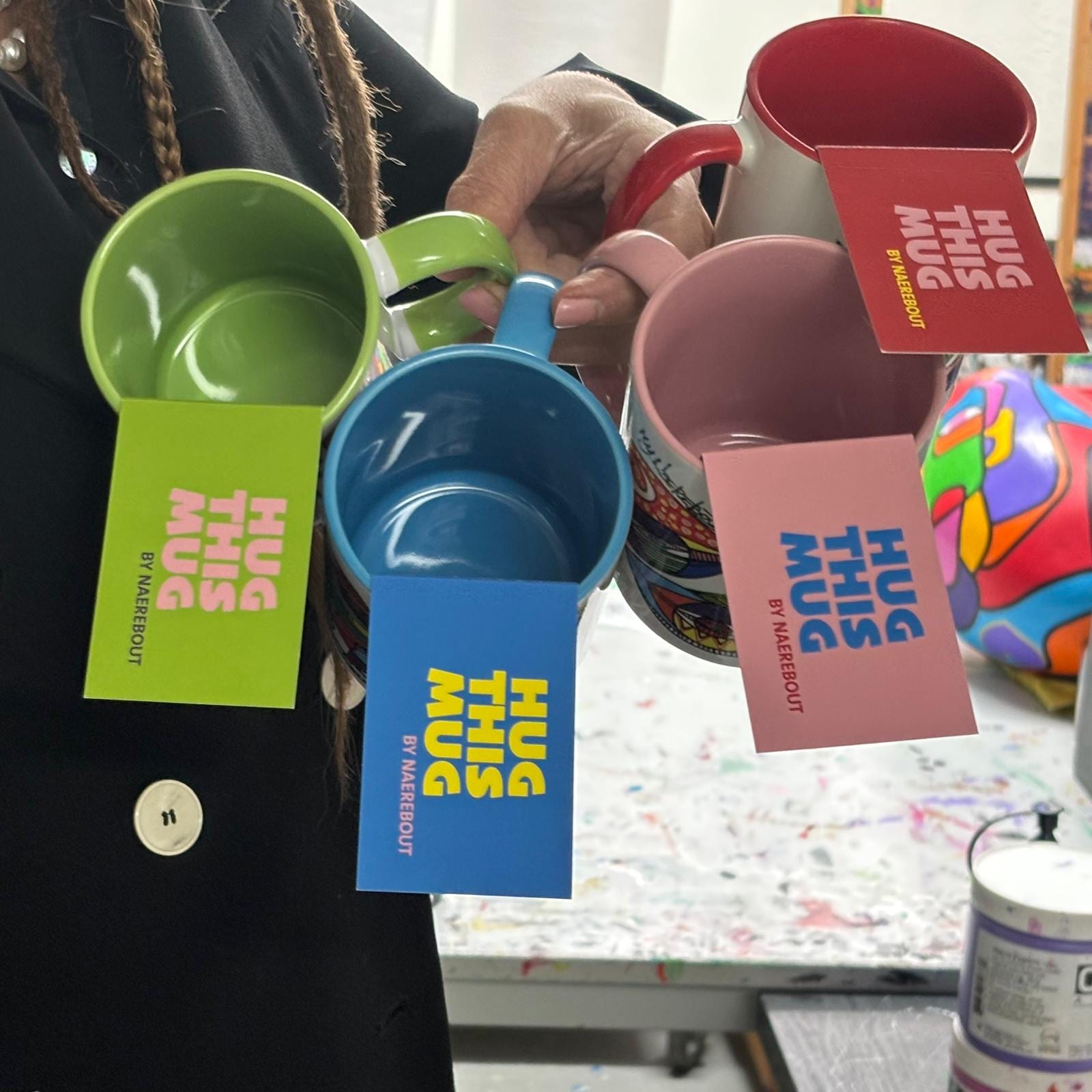 HUG THIS MUG, 2 mugs in blue & green - Afbeelding 4