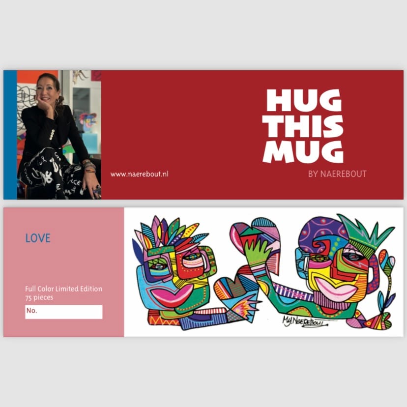 HUG THIS MUG, 2 mugs in red & pink - Afbeelding 2