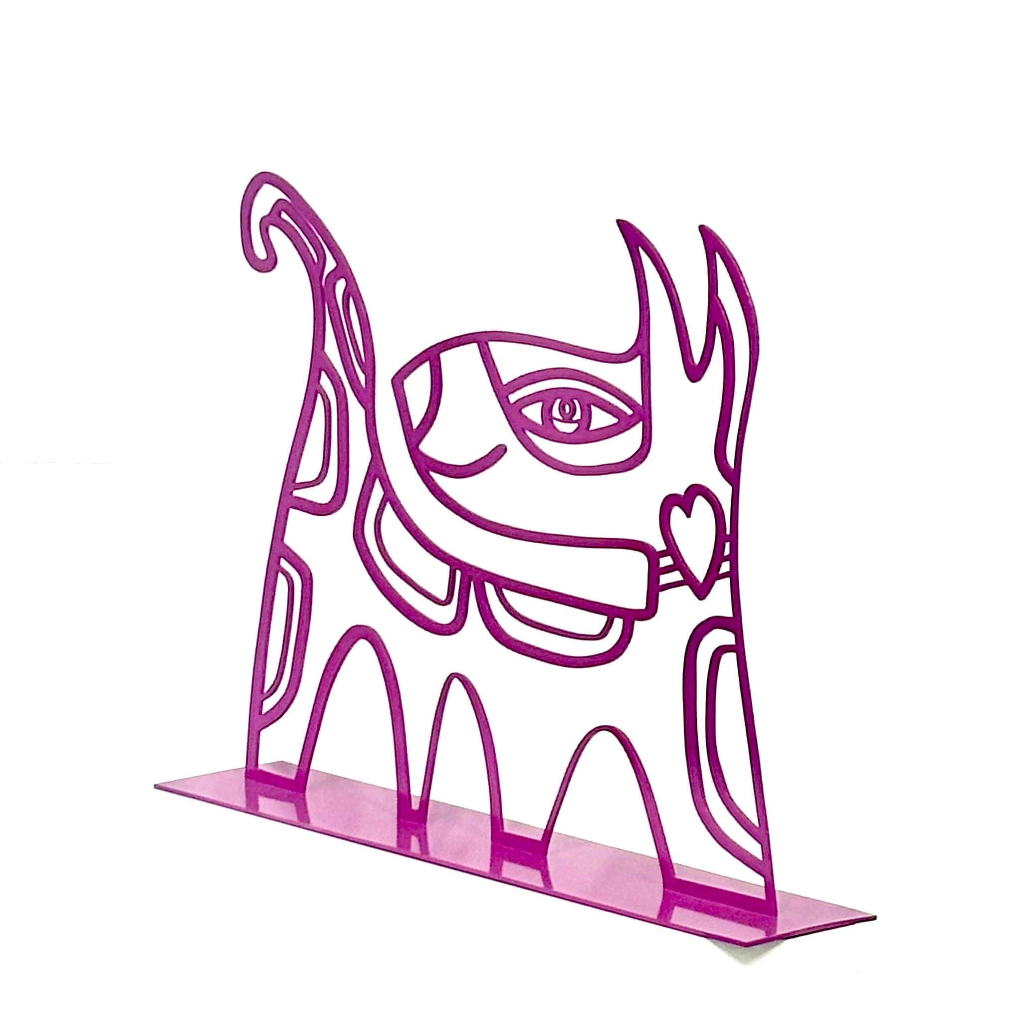Sweet Dog, metal sculpture in magenta - Afbeelding 2