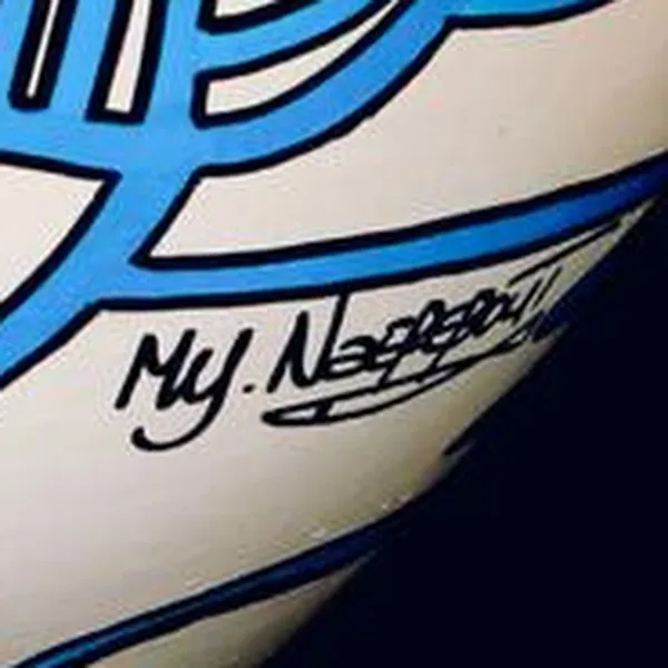 Vase in white, blue & yellow  30 cm (017) - Afbeelding 4