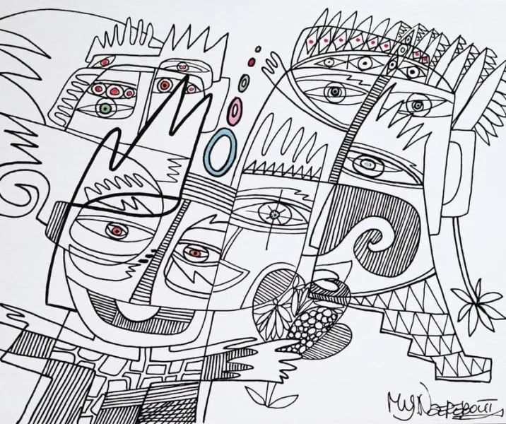 My funky friends, drawing 30-20 cm - Afbeelding 2