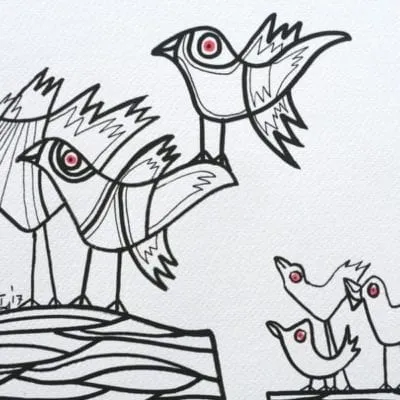 Scared to fly on my own, drawing 30-20 cm