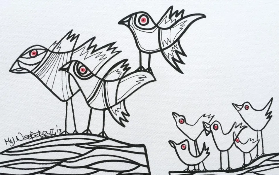 Scared to fly on my own, drawing 30-20 cm