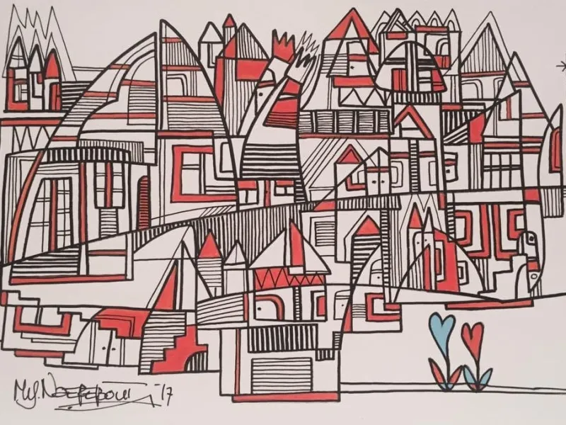 The big city, drawing 30-20 cm - Afbeelding 2