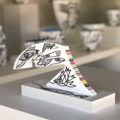 Black & White wood sculpture,