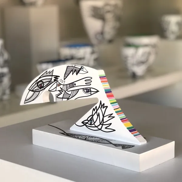 Black & White wood sculpture,