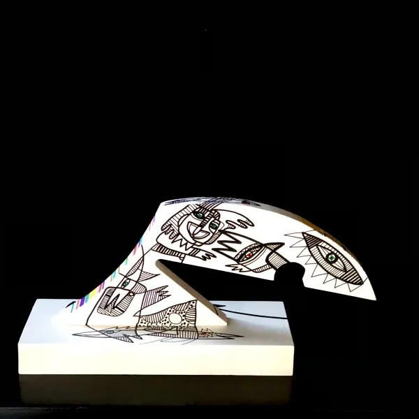 Black & White wood sculpture, - Afbeelding 4