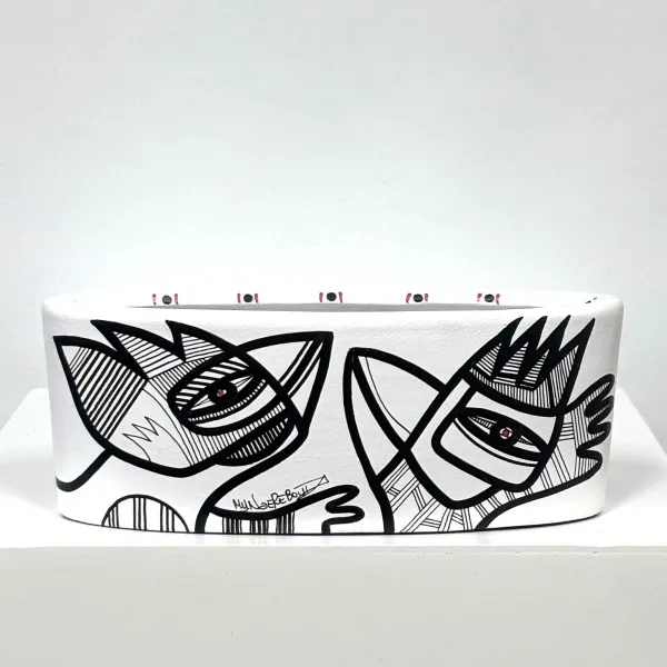 Black & White Collection, Ceramic oval pot,