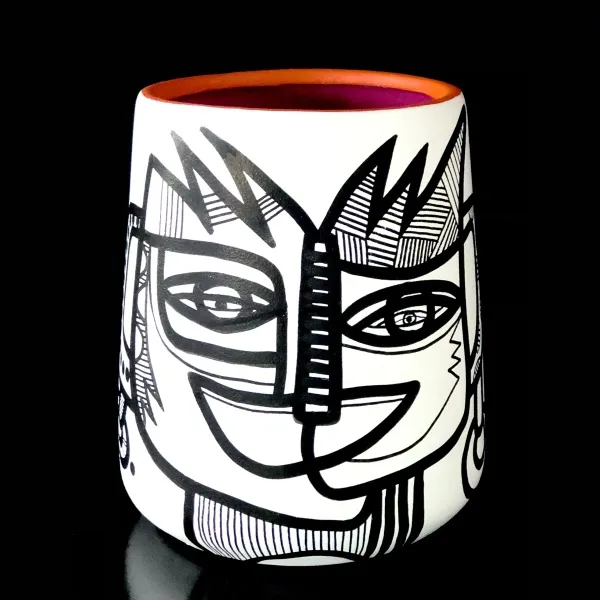 Black & White Collection, Ceramic pot, 22 cm (089) - Afbeelding 2