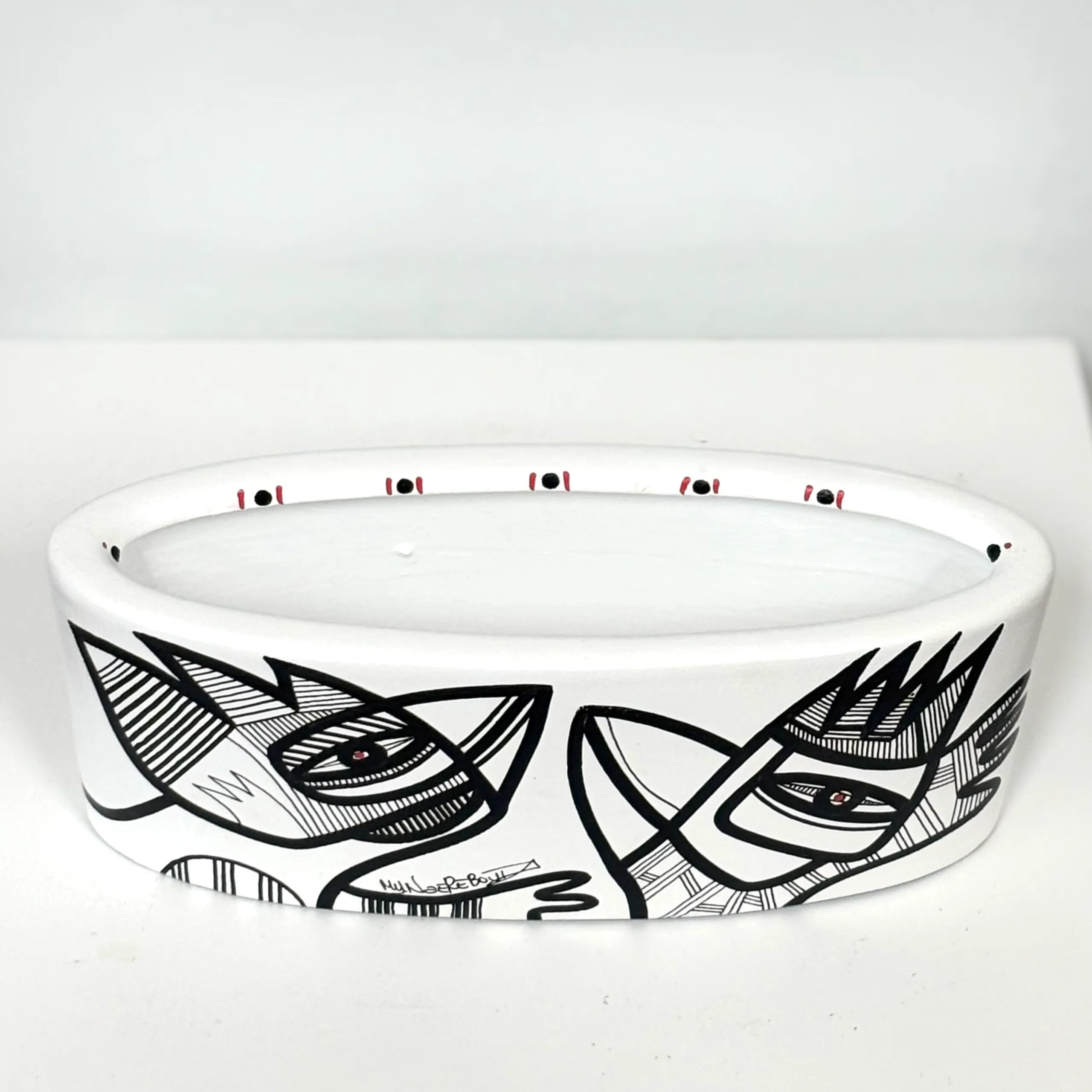 Black & White Collection, Ceramic oval pot, - Afbeelding 2