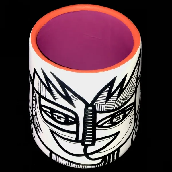 Black & White Collection, Ceramic pot, 22 cm (089) - Afbeelding 3