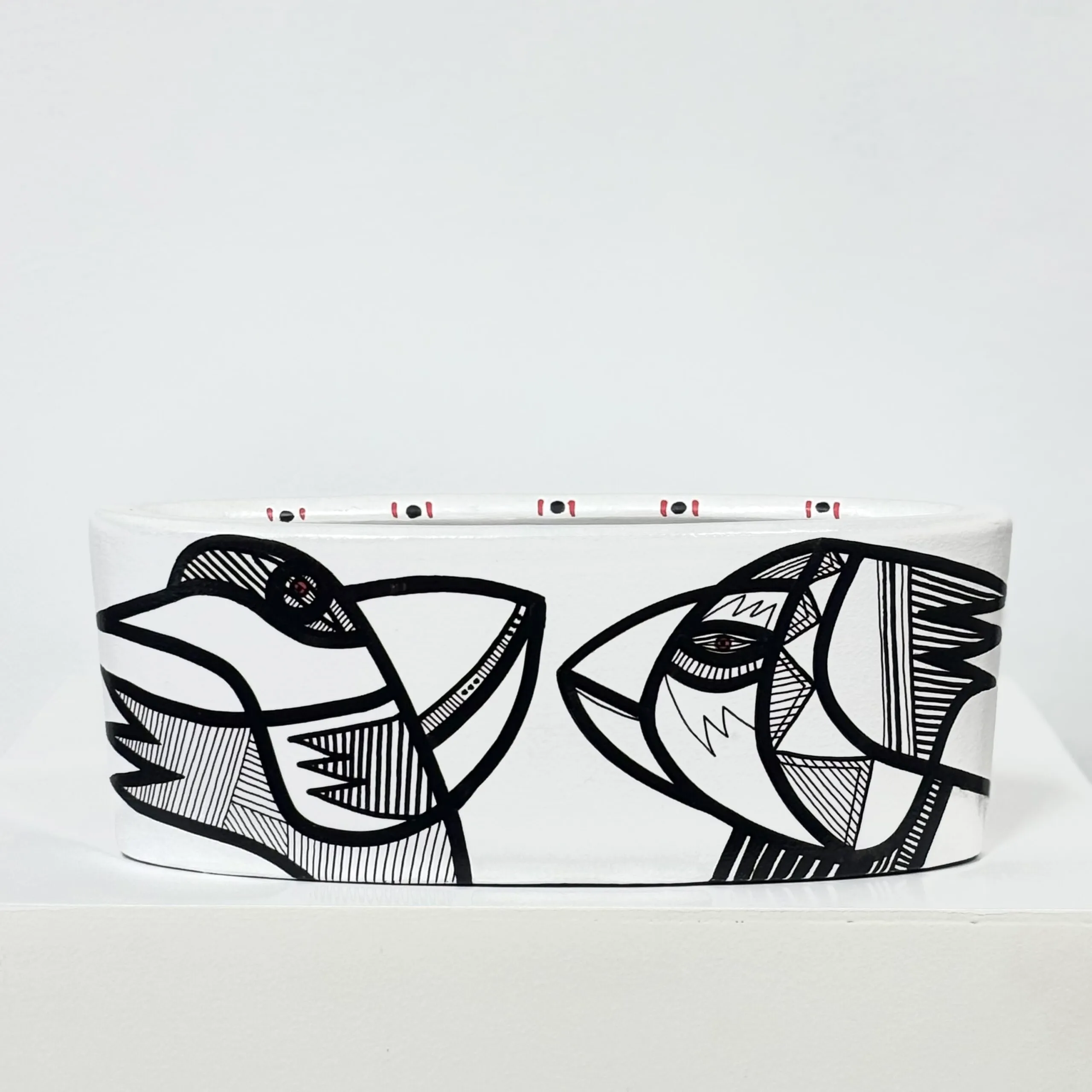 Black & White Collection, Ceramic oval pot, - Afbeelding 3