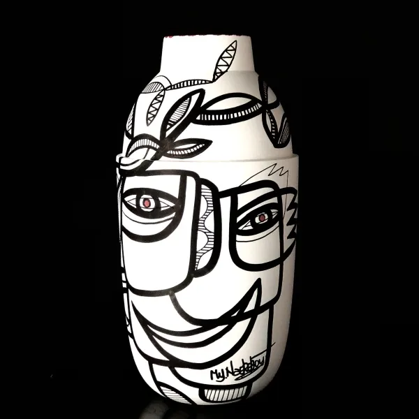 Black & White Collection, ceramic vase, 27 cm (092) - Afbeelding 2