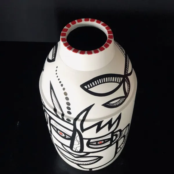 Black & White Collection, ceramic vase, 27 cm (092) - Afbeelding 3