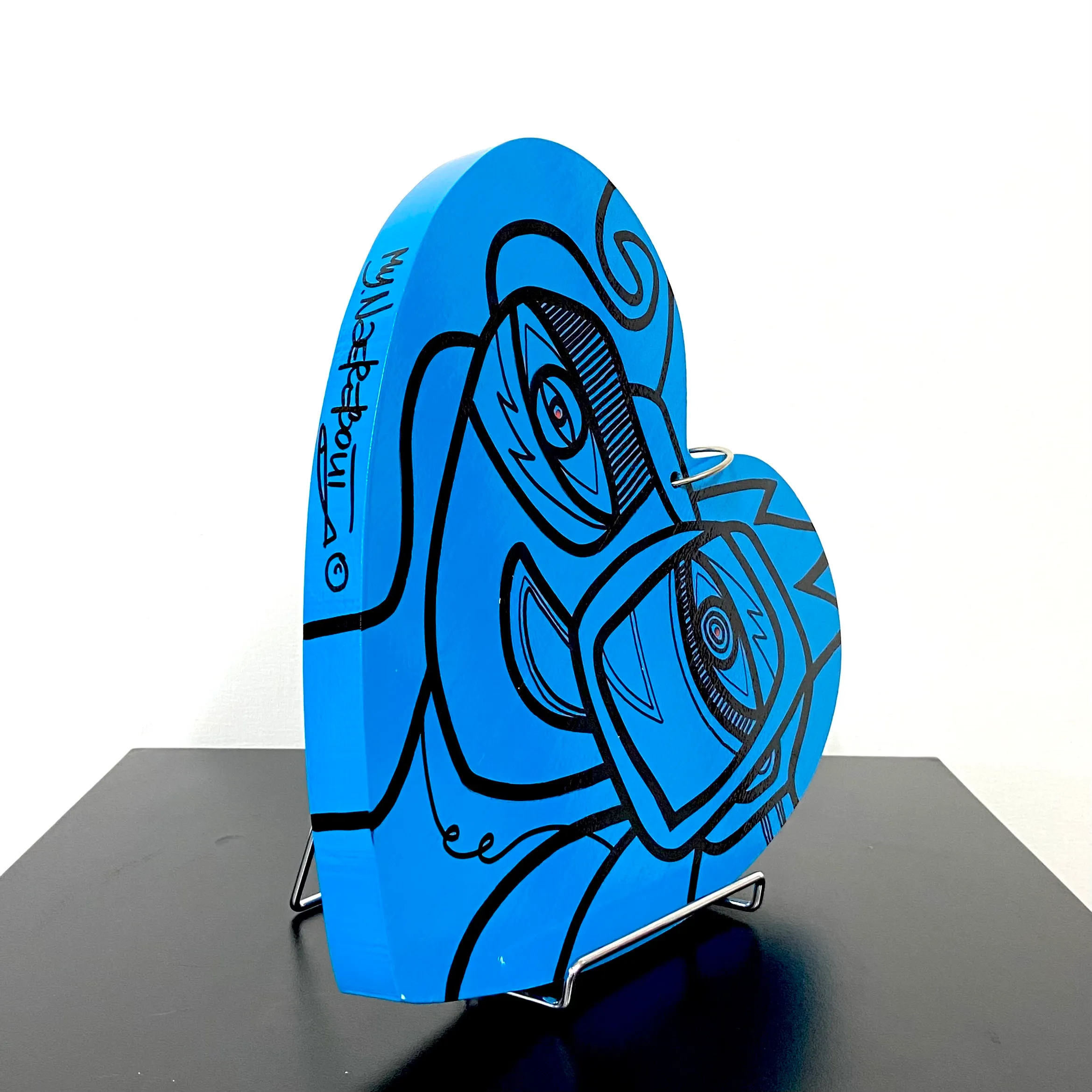 Wood heart, turquoise color - Afbeelding 3