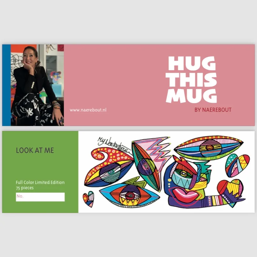 HUG THIS MUG, 2 mugs in red & pink - Afbeelding 3
