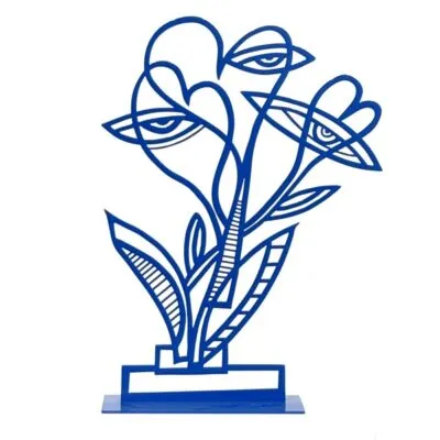 For you, my love, metal sculpture in blue